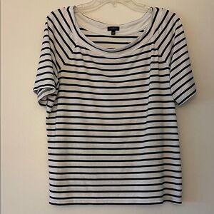 Talbots Classic Black and White Striped Tee